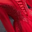 Chinese style Red Prom Dresses 2019 A-Line / Princess See-through Scoop Neck Long Sleeve Beading Sequins Floor-Length / Long Cascading Ruffles Formal Dresses