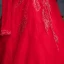 Chinese style Red Prom Dresses 2019 A-Line / Princess See-through Scoop Neck Long Sleeve Beading Sequins Floor-Length / Long Cascading Ruffles Formal Dresses