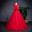 Chinese style Red See-through Prom Dresses 2019 A-Line / Princess Scoop Neck Sleeveless Appliques Lace Pearl Rhinestone Tassel Floor-Length / Long Ruffle Backless Formal Dresses