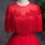 Chinese style Red See-through Prom Dresses 2019 A-Line / Princess Scoop Neck Sleeveless Appliques Lace Pearl Rhinestone Tassel Floor-Length / Long Ruffle Backless Formal Dresses