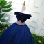 Elegant Royal Blue Prom Dresses 2019 Ball Gown Off-The-Shoulder Short Sleeve Pearl Floor-Length / Long Ruffle Backless Formal Dresses