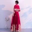 Traditionnel Bordeaux Robe De Soirée Détachable Avec Châle 2019 Princesse Col Haut 3/4 Manches Appliques En Dentelle Longue Volants Robe De Ceremonie