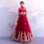 Traditionnel Bordeaux Robe De Soirée Détachable Avec Châle 2019 Princesse Col Haut 3/4 Manches Appliques En Dentelle Longue Volants Robe De Ceremonie