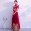 Traditionnel Bordeaux Robe De Soirée Détachable Avec Châle 2019 Princesse Col Haut 3/4 Manches Appliques En Dentelle Longue Volants Robe De Ceremonie