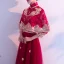 Traditionnel Bordeaux Robe De Soirée Détachable Avec Châle 2019 Princesse Col Haut 3/4 Manches Appliques En Dentelle Longue Volants Robe De Ceremonie