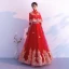 Traditionnel Bordeaux Robe De Soirée Détachable Avec Châle 2019 Princesse Col Haut 3/4 Manches Appliques En Dentelle Longue Volants Robe De Ceremonie