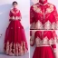 Traditionnel Bordeaux Robe De Soirée Détachable Avec Châle 2019 Princesse Col Haut 3/4 Manches Appliques En Dentelle Longue Volants Robe De Ceremonie