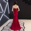Élégant Bordeaux Transparentes Robe De Soirée 2019 Trompette / Sirène Encolure Dégagée Sans Manches Perlage Train De Balayage Volants Dos Nu Robe De Ceremonie