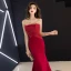 Élégant Bordeaux Transparentes Robe De Soirée 2019 Trompette / Sirène Encolure Dégagée Sans Manches Perlage Train De Balayage Volants Dos Nu Robe De Ceremonie
