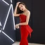 Élégant Bordeaux Transparentes Robe De Soirée 2019 Trompette / Sirène Encolure Dégagée Sans Manches Perlage Train De Balayage Volants Dos Nu Robe De Ceremonie