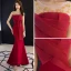 Élégant Bordeaux Transparentes Robe De Soirée 2019 Trompette / Sirène Encolure Dégagée Sans Manches Perlage Train De Balayage Volants Dos Nu Robe De Ceremonie