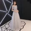 Élégant Gris Robe De Soirée 2019 Princesse De l'épaule Manches Courtes Appliques En Dentelle Perlage Paillettes Longue Volants Dos Nu Robe De Ceremonie