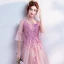 Romantic Candy Pink Prom Dresses 2019 A-Line / Princess V-Neck Bell sleeves Appliques Lace Flower Beading Floor-Length / Long Ruffle Backless Formal Dresses