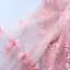 Romantic Candy Pink Prom Dresses 2019 A-Line / Princess V-Neck Bell sleeves Appliques Lace Flower Beading Floor-Length / Long Ruffle Backless Formal Dresses