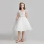 Chic / Beautiful White Flower Girl Dresses 2017 Ball Gown V-Neck Sleeveless Appliques Lace Flower Sequins Crystal Pearl Knee-Length Wedding Party Dresses