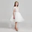 Chic / Beautiful White Flower Girl Dresses 2017 Ball Gown V-Neck Sleeveless Appliques Lace Flower Sequins Crystal Pearl Knee-Length Wedding Party Dresses