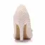Elegante Abrikoos / Beige Rhinestone Parel Vlinder Bruidsschoenen 2025 9 cm Naaldhakken / Stiletto Spitse Neus Huwelijk Pumps Hoge Hakken