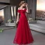 Élégant Bordeaux Dentelle Robe De Soirée 2018 Princesse De l'épaule Manches Courtes Perlage Appliques En Dentelle Glitter Longue Volants Dos Nu Robe De Ceremonie