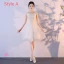Abordable Champagne Robe Demoiselle D'honneur 2018 Princesse Sans Manches Noeud Ceinture Courte Volants Dos Nu Robe Pour Mariage