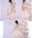 Abordable Champagne Robe Demoiselle D'honneur 2018 Princesse Sans Manches Noeud Ceinture Courte Volants Dos Nu Robe Pour Mariage