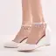 Simple Blanche Faux Diamant À Bout Pointu Chaussure De Mariée 2024 Bride Cheville 7 cm Compensées Mariage Talons Hauts