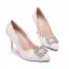 Elegante Witte Parel Rhinestone Kant Bloem Spitse Neus Bruidsschoenen 2024 9 cm Naaldhakken / Stiletto Huwelijk Pumps Hoge Hakken