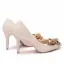 Elegante Abrikoos / Beige Rhinestone Parel Vlinder Bruidsschoenen 2025 9 cm Naaldhakken / Stiletto Spitse Neus Huwelijk Pumps Hoge Hakken