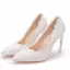 Elegant White Pearl Lace Flower Wedding Shoes 2022 9 cm Stiletto Heels Pointed Toe Wedding Pumps High Heels