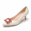 Elegant White Rhinestone Wedding Shoes 2022 5 cm Stiletto Heels Pointed Toe Wedding Pumps High Heels