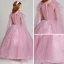 Chic / Beautiful Blushing Pink Flower Girl Dresses 2017 Ball Gown V-Neck Short Sleeve Lace Appliques Flower Pearl Sequins Floor-Length / Long Ruffle Wedding Party Dresses