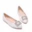 Elegant White Pearl Rhinestone Lace Flower Flat Wedding Shoes 2024 Pointed Toe Wedding Shoes
