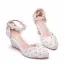 Élégant Blanche Faux Diamant En Dentelle Fleur Chaussure De Mariée 2024 Bride Cheville 7 cm Compensées À Bout Pointu Mariage Talons Hauts