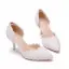 Élégant Blanche Perle En Dentelle Fleur Chaussure De Mariée 2024 7 cm Talons Aiguilles À Bout Pointu Mariage Talons Hauts
