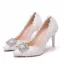 Elegante Witte Parel Rhinestone Kant Bloem Spitse Neus Bruidsschoenen 2024 9 cm Naaldhakken / Stiletto Huwelijk Pumps Hoge Hakken