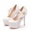 Amazing / Unique White Appliques Wedding Shoes 2024 14 cm Stiletto Heels Round Toe Wedding High Heels