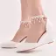 Schlicht Weiß Perle Strass Knöchelriemen Brautschuhe 2024 7 cm Keilabsatz Spitzschuh Hochzeit Sandaletten