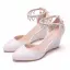 Simple Blanche Faux Diamant À Bout Pointu Chaussure De Mariée 2024 Bride Cheville 7 cm Compensées Mariage Talons Hauts