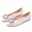 Snygga / Fina Vita Rhinestone Bal Platt Damskor 2022 Spetsiga Damskor Klackskor