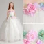 Flower Fairy Artificial Flowers White Wedding Party Dresses 2017 Ball Gown Spaghetti Straps Sleeveless Appliques Flower Floor-Length / Long Ruffle Flower Girl Dresses