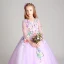 Blumenfee Lila Mädchenkleider 2017 Ballkleid V-Ausschnitt 3/4 Ärmel Applikationen Blumen Lange Rüschen Kleider Für Hochzeit