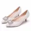 Stijlvolle Witte Kant Bloem Parel Rhinestone Bruidsschoenen 2024 5 cm Naaldhakken / Stiletto Spitse Neus Huwelijk Pumps Hoge Hakken