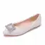 Elegant White Pearl Rhinestone Lace Flower Flat Wedding Shoes 2024 Pointed Toe Wedding Shoes