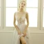 Chic / Beautiful Beach Wedding Dresses 2017 Lace Appliques Flower Bow Sash Backless Rhinestone Pearl V-Neck Sleeveless Floor-Length / Long Champagne Sheath / Fit