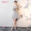 High Low Grey Bridesmaid Dresses 2018 A-Line / Princess Bow Sash Asymmetrical Ruffle Backless Wedding Party Dresses