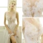 Chic / Beautiful Beach Wedding Dresses 2017 Lace Appliques Flower Bow Sash Backless Rhinestone Pearl V-Neck Sleeveless Floor-Length / Long Champagne Sheath / Fit