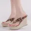 Fashion Brown Beach Street Wear Leopard Print Womens Sandals 2022 9 cm Wedges Open / Peep Toe Womens Sandals