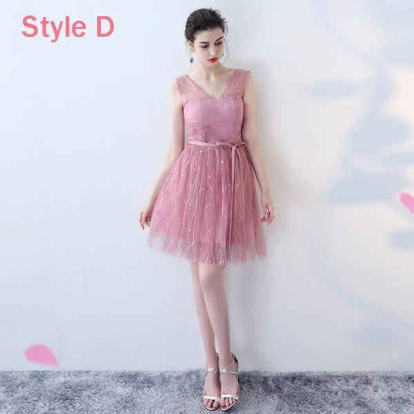 Affordable Chic / Beautiful Candy Pink Bridesmaid Dresses 2018 A-Line / Princess Appliques Lace Sash Short Ruffle Backless Wedding Party Dresses