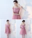 Affordable Chic / Beautiful Candy Pink Bridesmaid Dresses 2018 A-Line / Princess Appliques Lace Sash Short Ruffle Backless Wedding Party Dresses