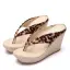 Fashion Brown Beach Street Wear Leopard Print Womens Sandals 2022 9 cm Wedges Open / Peep Toe Womens Sandals