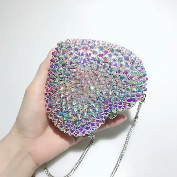 Sparkly Multi-Colors Rhinestone Heart-shaped Evening Party Clutch Bags 2022